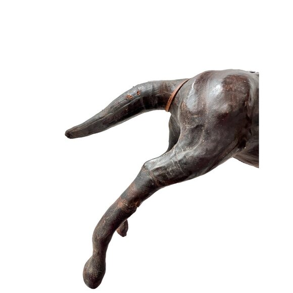 Leather Wrapped Horse Statue Figure 16"L x 10"H Equestrian Equine Glass Eye Vtg - Picture 5 of 16